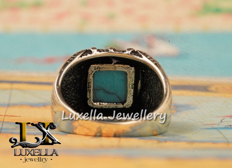 Sterling Silver Turquoise Men's Ring - Handcrafted Statement Jewelry for Men