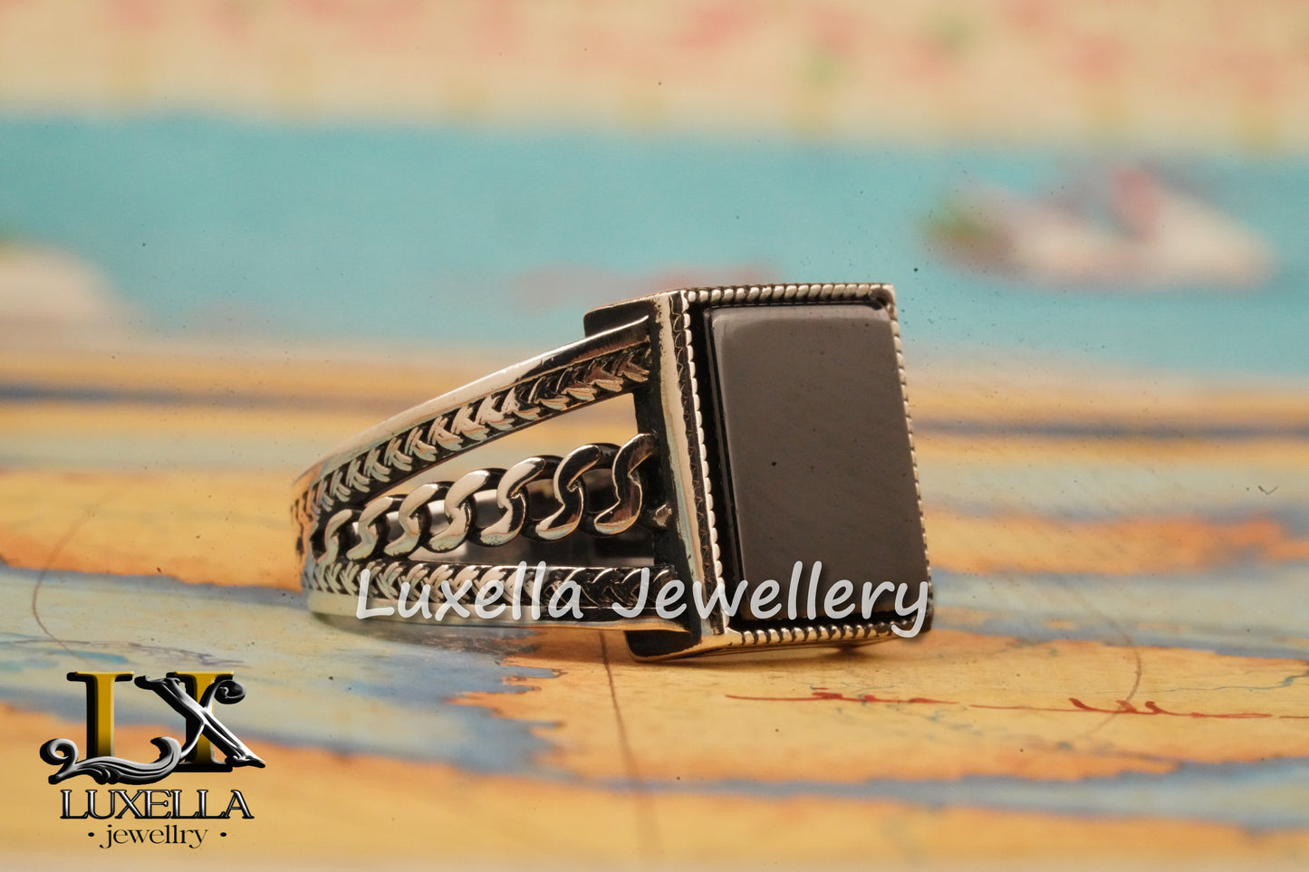 Sterling Silver 925 Onyx Men's Ring - Unique Handmade Men's Ring - Men's Onyx Ring