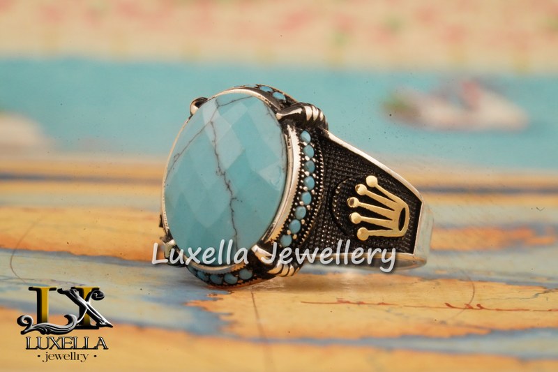 Sterling Silver Turquoise Men's Ring - Handcrafted Statement Jewelry for Men