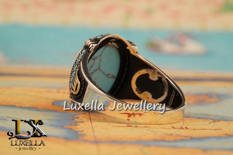 Sterling Silver Turquoise Men's Ring - Handcrafted Statement Jewelry for Men