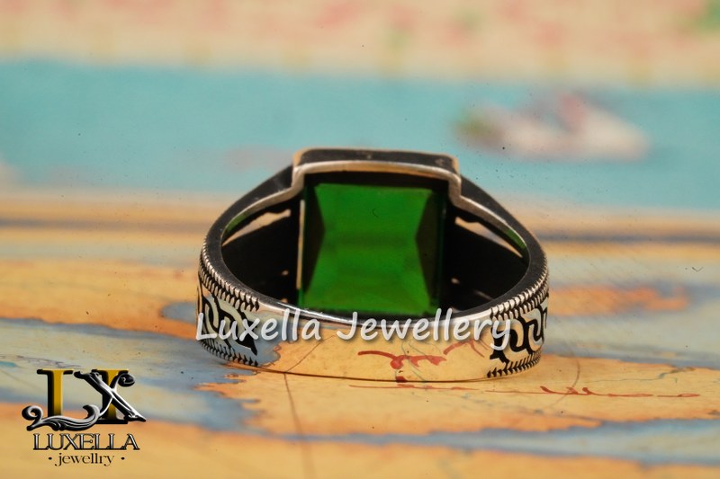 Sterling Silver Emerald Men's Ring - Unique Handcrafted Ring for Men