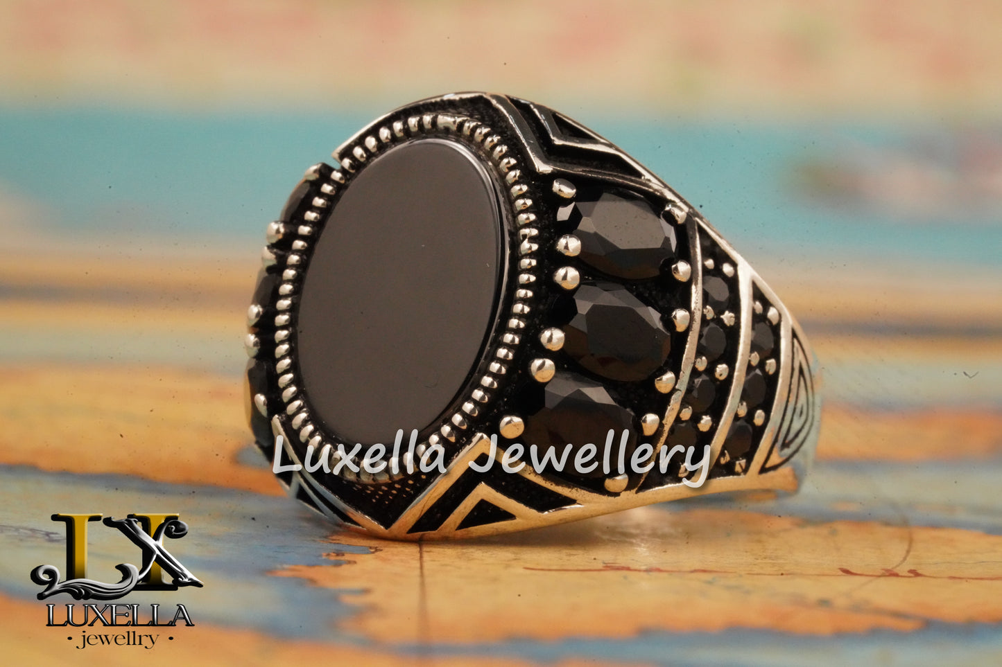 Sterling Silver 925 Onyx Men's Ring - Unique Handmade Men's Ring - Men's Onyx Ring