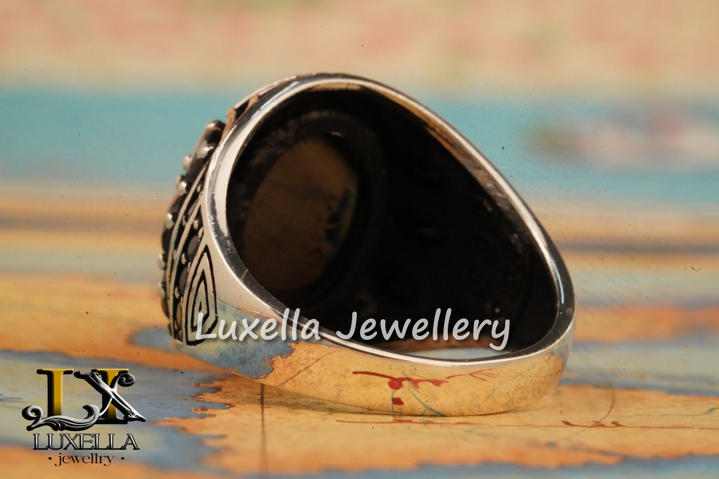 Sterling Silver 925 Onyx Men's Ring - Unique Handmade Men's Ring - Men's Onyx Ring