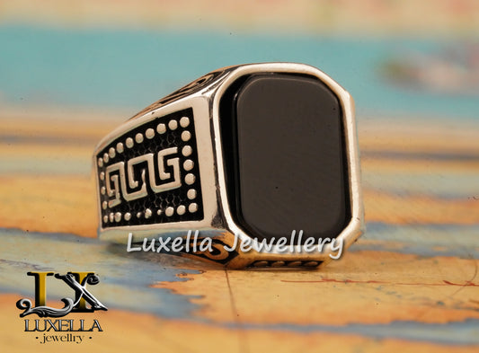 Sterling Silver 925 Onyx Men's Ring - Unique Handmade Men's Ring - Men's Onyx Ring