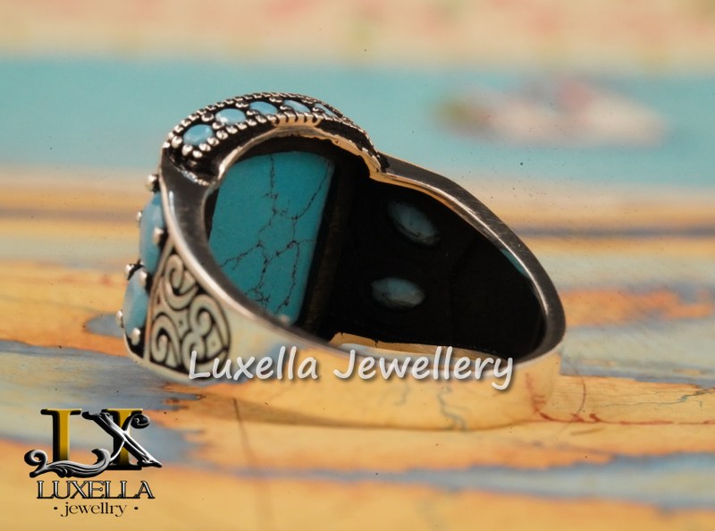 Sterling Silver Turquoise Men's Ring - Handcrafted Statement Jewelry for Men