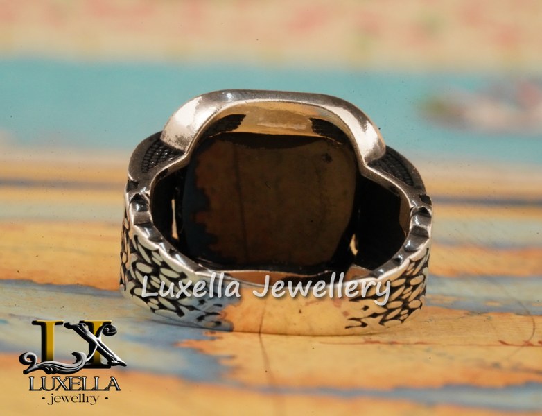 Sterling Silver Black Onyx Zircon Men's Ring - Unique Handmade Ring for Men