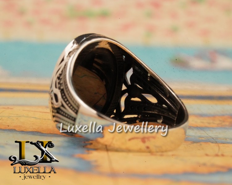 Sterling Silver Black Onyx Zircon Men's Ring - Unique Handmade Ring for Men