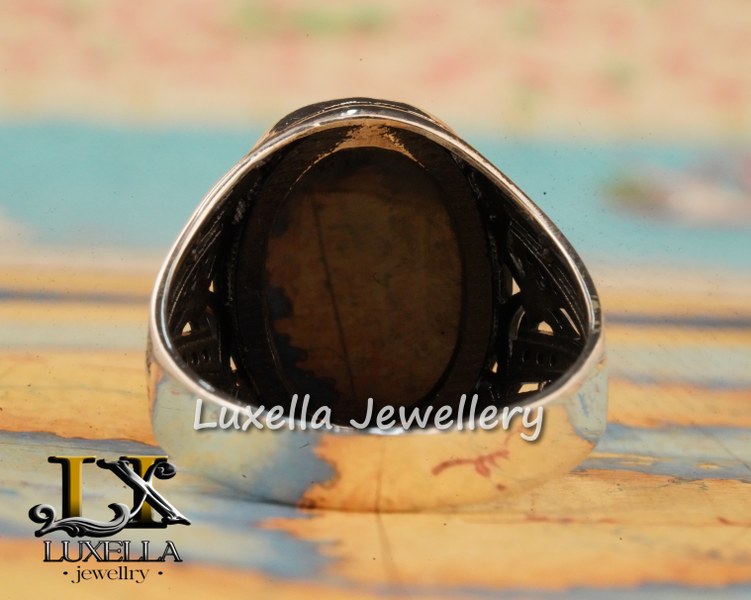 Sterling Silver Black Onyx Zircon Men's Ring - Unique Handmade Ring for Men