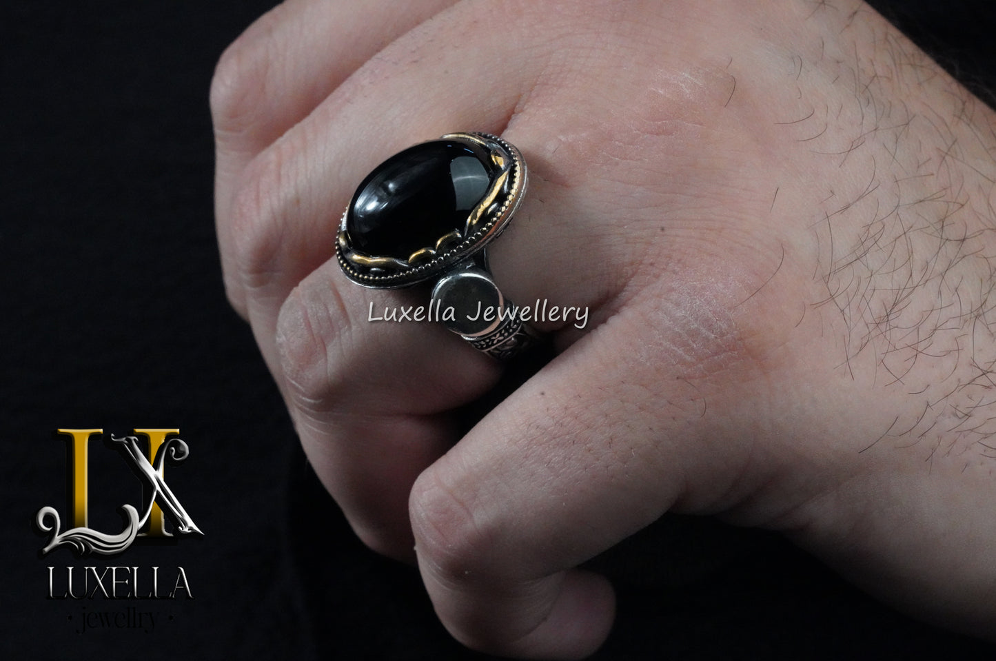 Sterling Silver 925 Onyx Men's Ring -Unique Handmade Men's Ring - Men's Onyx Ring