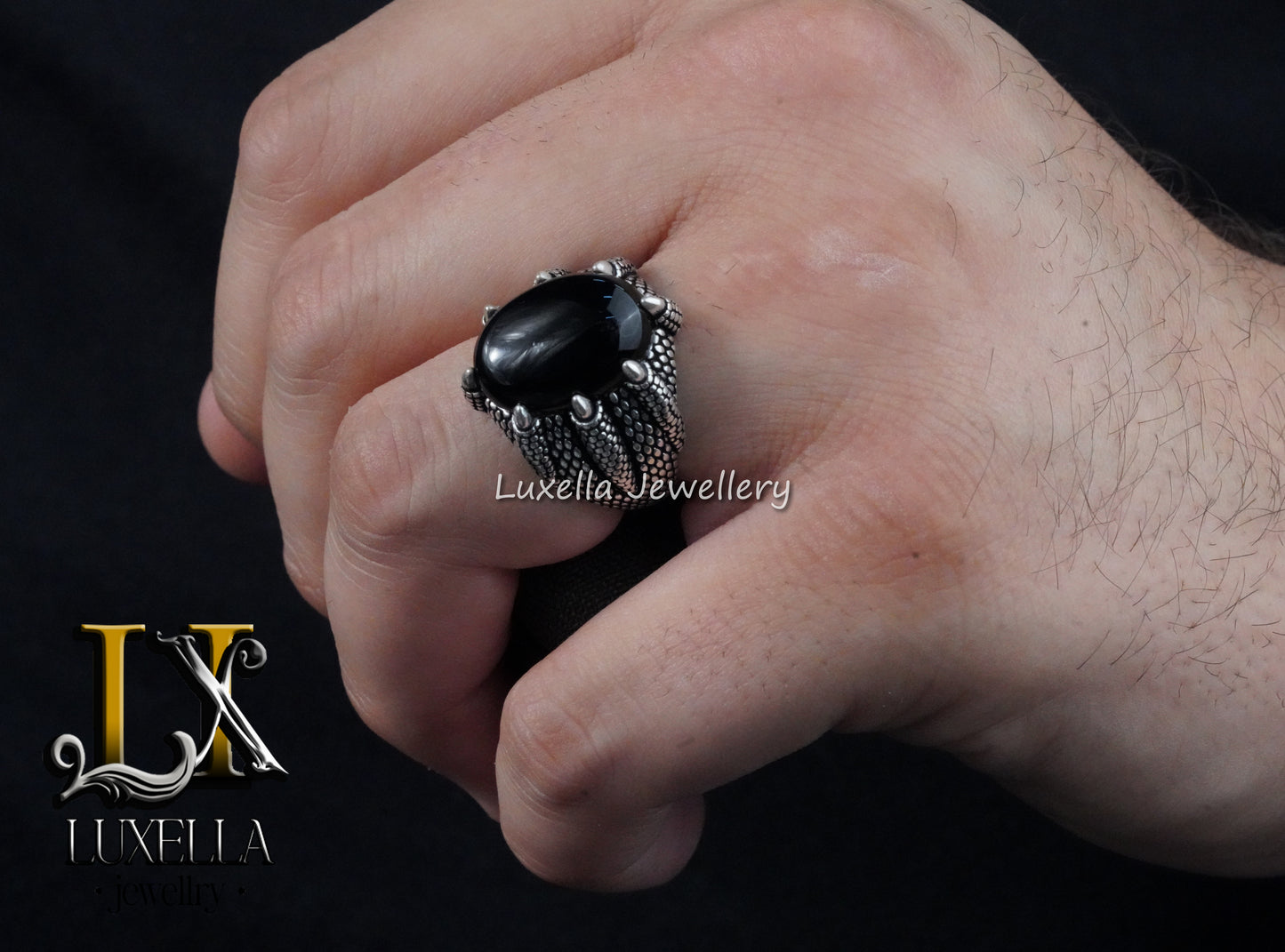 Sterling Silver 925 Onyx Men's Ring - Unique Handmade Men's Ring - Men's Onyx Ring