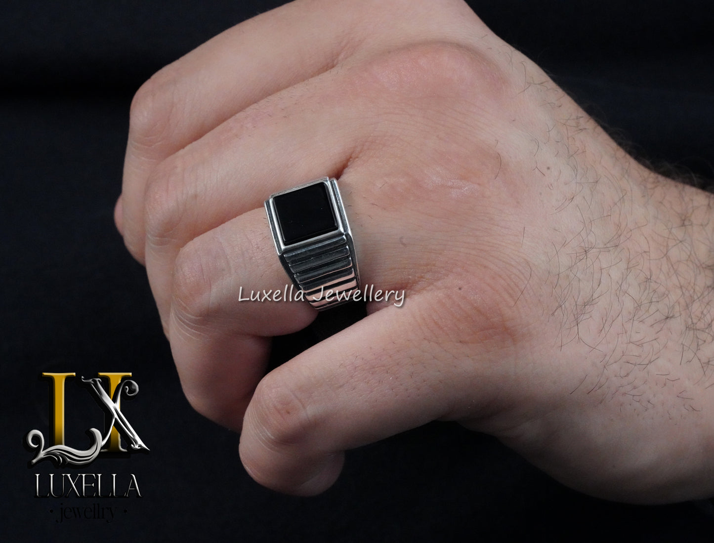 Sterling Silver 925 Onyx Men's Ring - Unique Handmade Men's Ring - Men's Onyx Ring