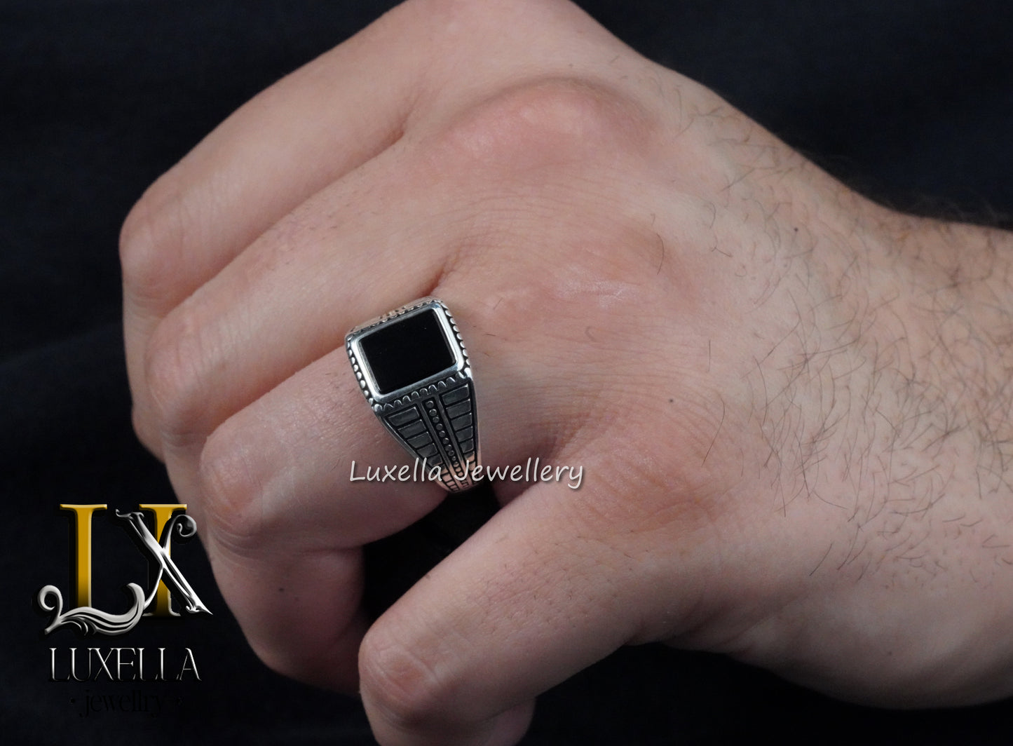 Sterling Silver 925 Onyx Men's Ring - Unique Handmade Men's Ring - Men's Onyx Ring