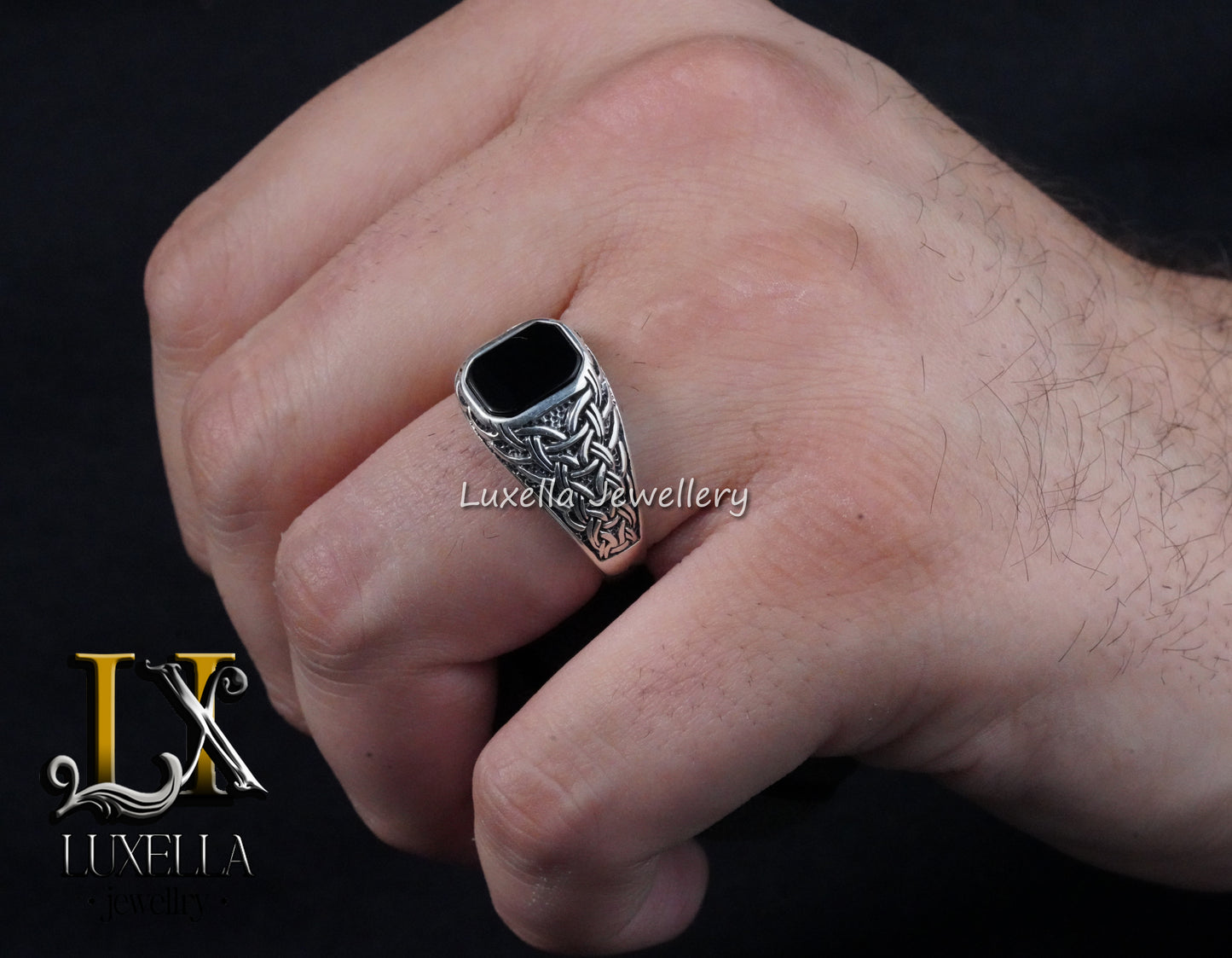 Sterling Silver 925 Onyx Men's Ring - Unique Handmade Men's Ring - Men's Onyx Ring