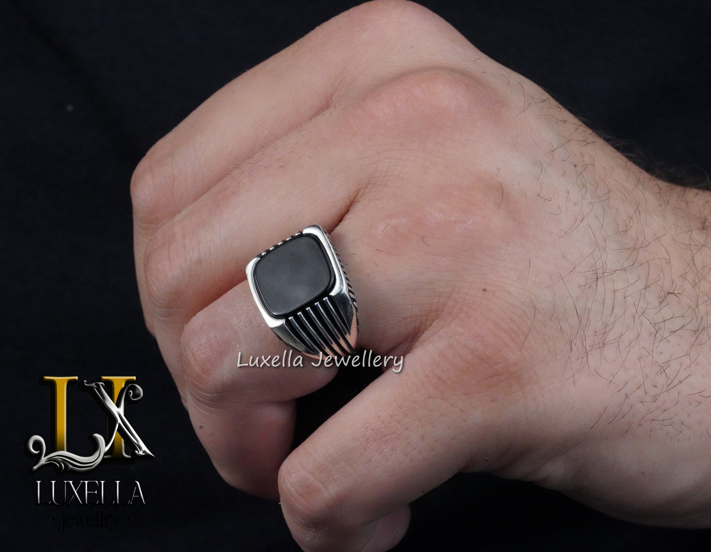 Sterling Silver 925 Onyx Men's Ring - Unique Handmade Men's Ring - Men's Onyx Ring