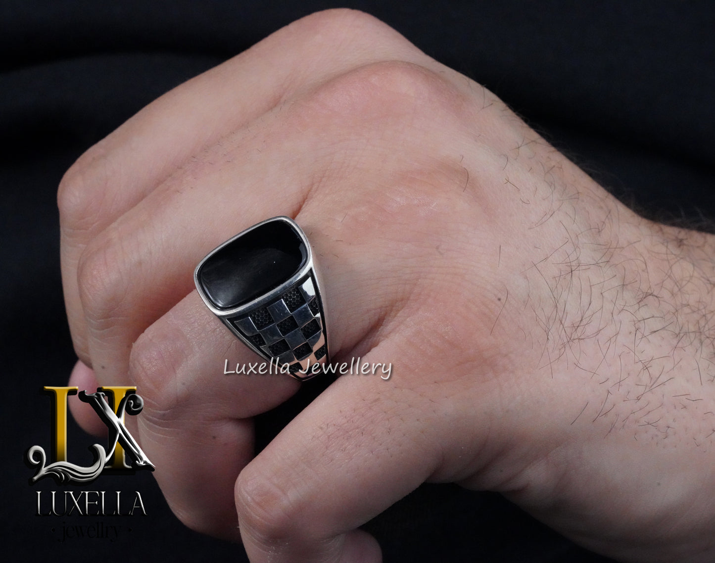 Sterling Silver 925 Onyx Men's Ring - Unique Handmade Men's Ring - Men's Onyx Ring