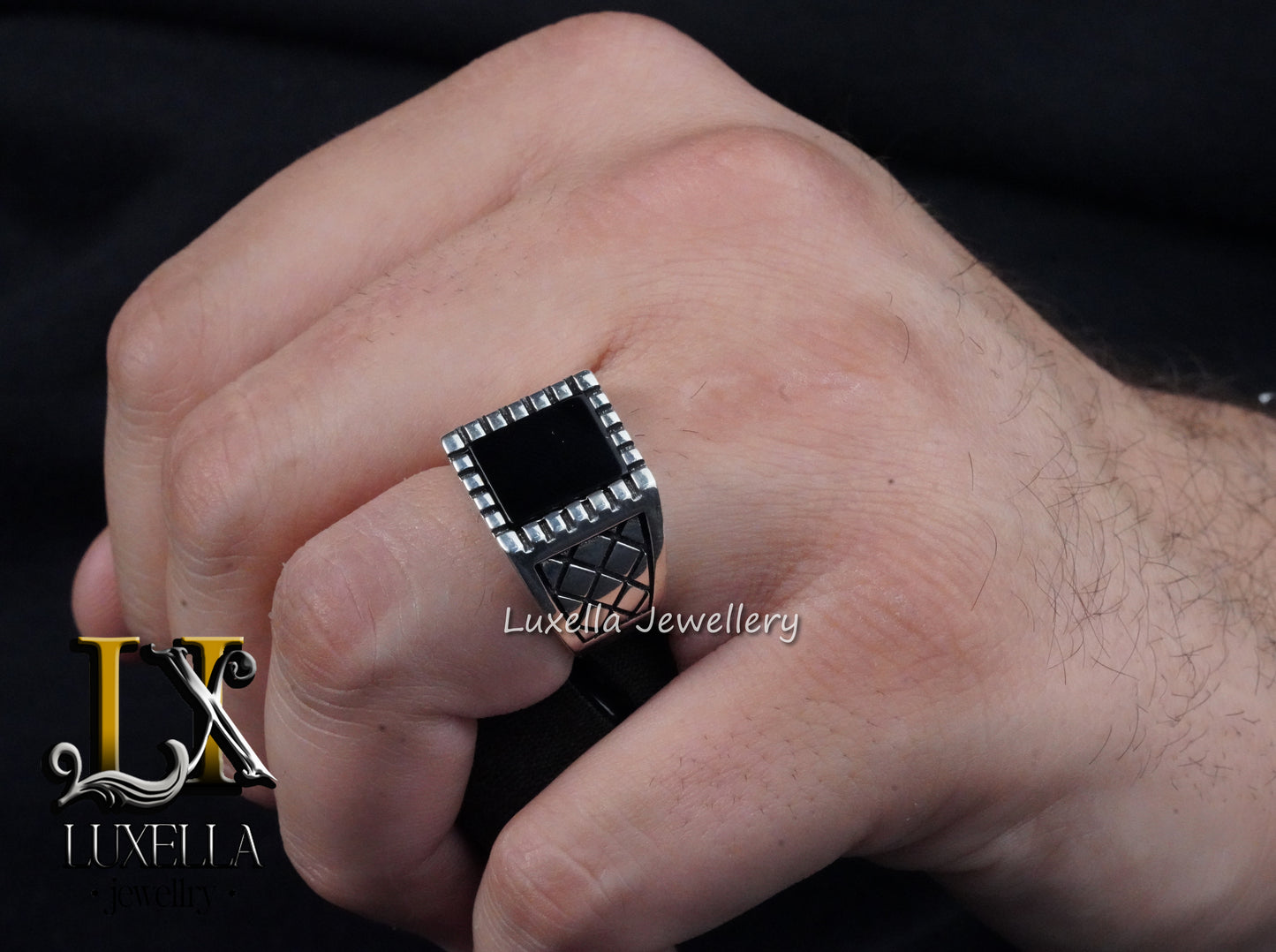 Sterling Silver 925 Onyx Men's Ring - Unique Handmade Men's Ring - Men's Onyx Ring