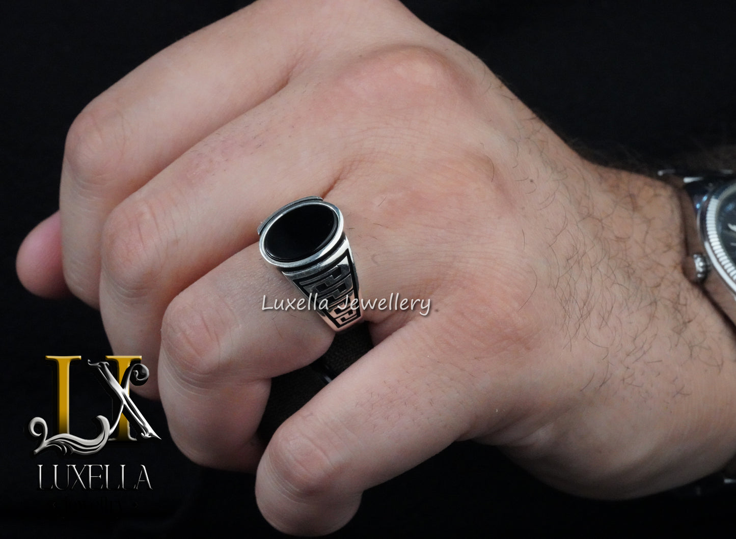 Sterling Silver 925 Onyx Men's Ring - Unique Handmade Men's Ring - Men's Onyx Ring