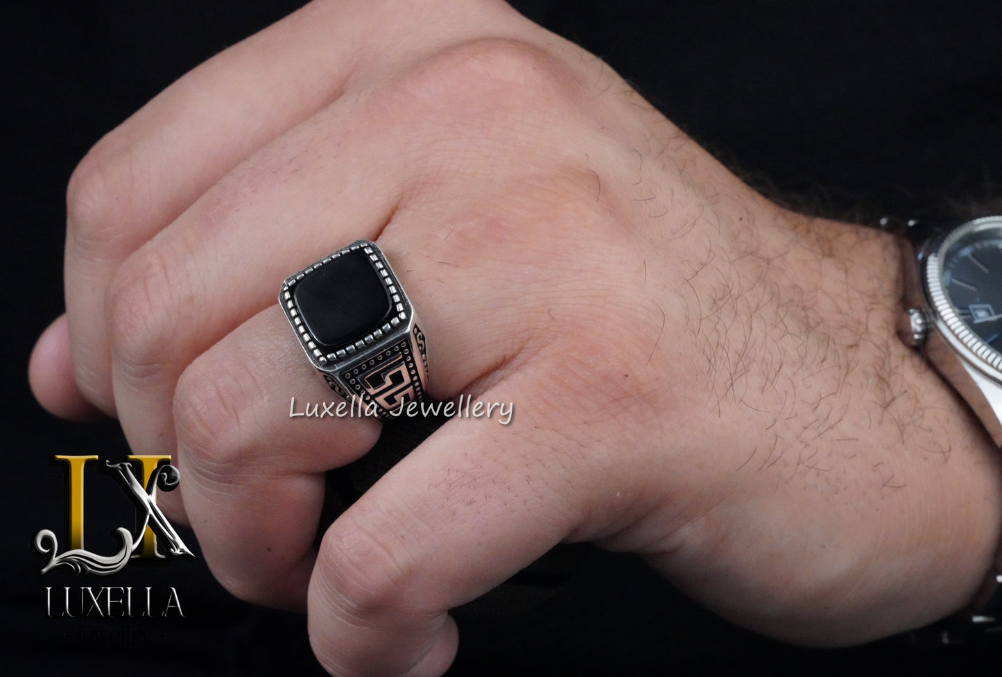 Sterling Silver 925 Onyx Men's Ring - Unique Handmade Men's Ring - Men's Onyx Ring