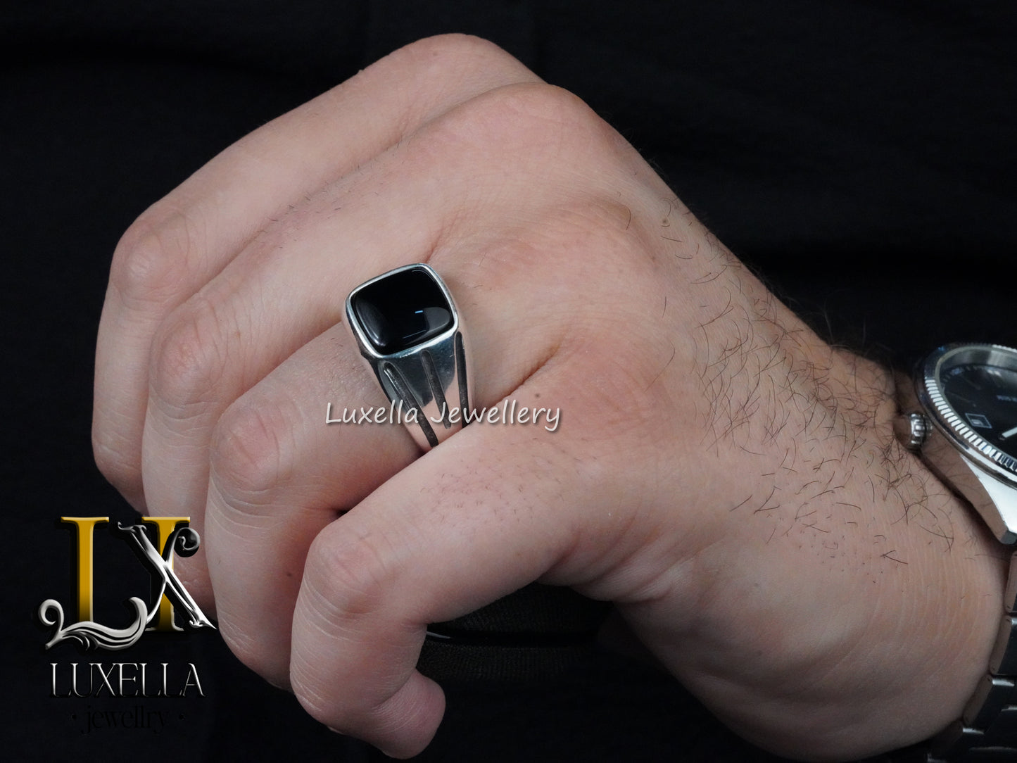 Sterling Silver 925 Onyx Men's Ring - Unique Handmade Men's Ring - Men's Onyx Ring