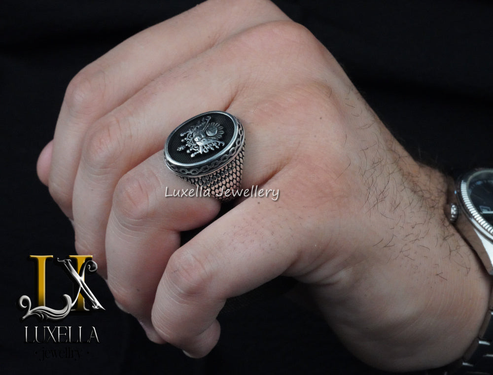 Ottoman Empire Amblem Men's Ring - Ottoman Empire Turkish Ring - Turkish Men's Ring - Ottoman Empire Silver Men's Ring - Sterling Silver 925 Men's Ring