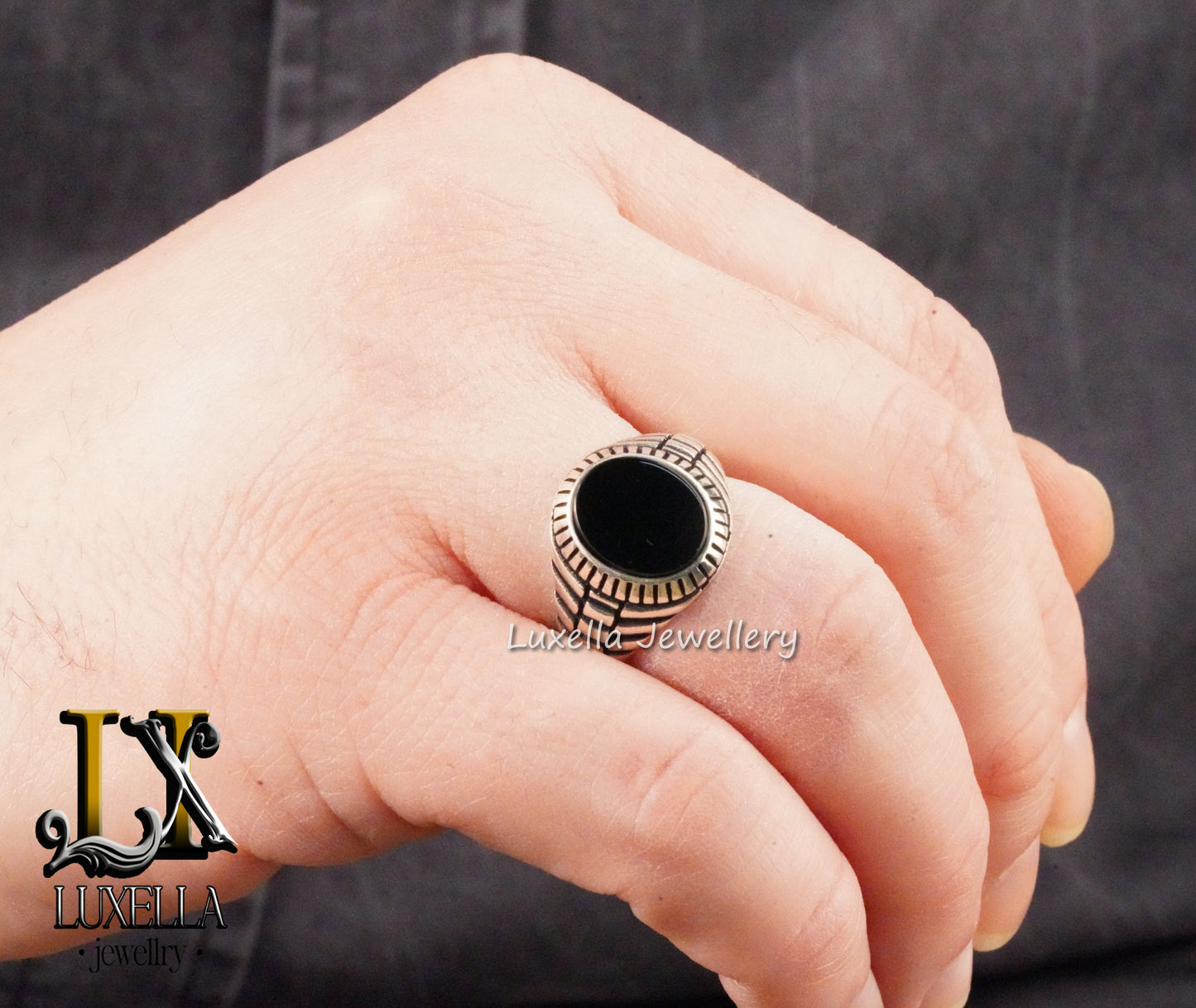 Sterling Silver 925 Onyx Men's Ring - Unique Handmade Men's Ring - Men's Onyx Ring