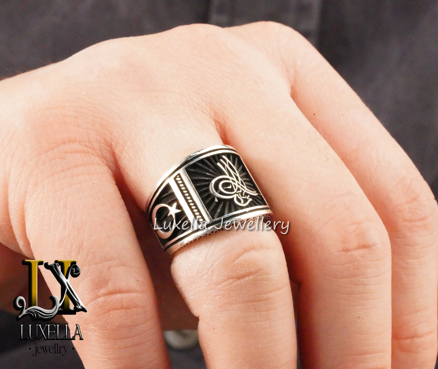 Ottoman Tugra Ring - Ottoman Signature Ring - Ottoman Sultan's Seal Ring - Turkish Calligraphy Ring - Ottoman Ring - Sterling Silver 925 Men's Ring